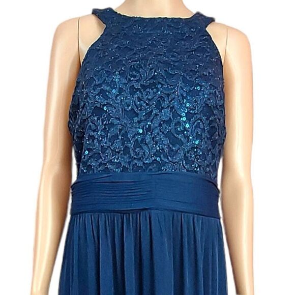 Davids Bridal Navy blue and sequined prom, evening dress - Picture 5 of 7